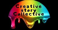 Logo - Dripping rainbow paint with black text Creative Story Collection